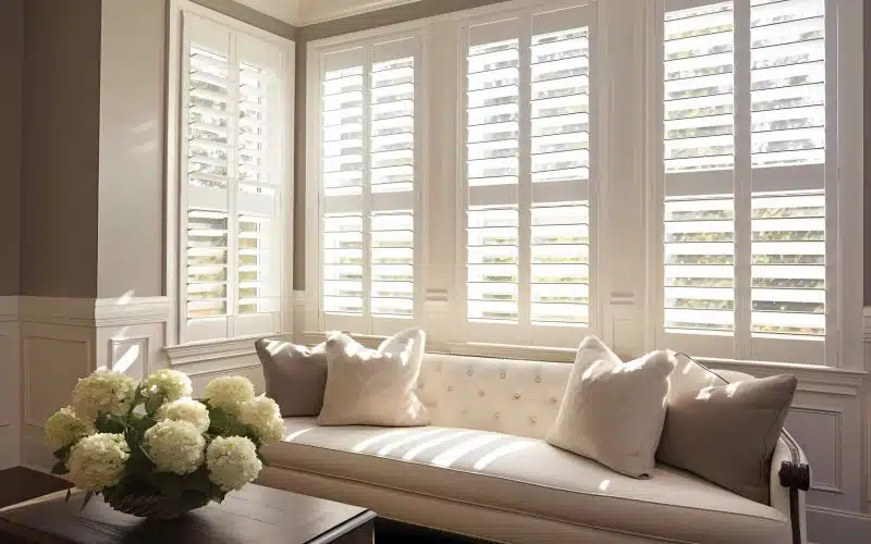 Plantation Shutters - USA - Sturdy shutters with adjustable louvers (Generative AI)